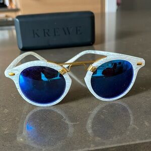 Krewe sunglass, blue polarized lenses, mint condition